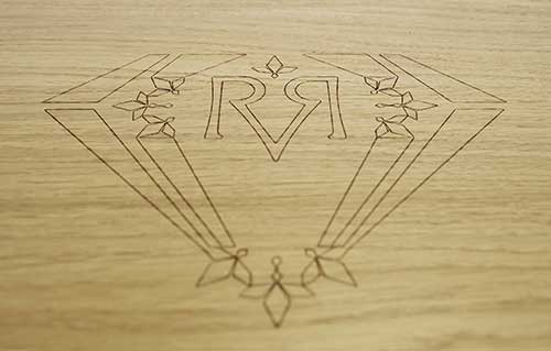 Laser marking on design table restaurant